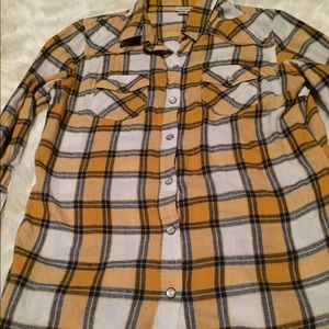 Yellow and Blue Button Up Flannel